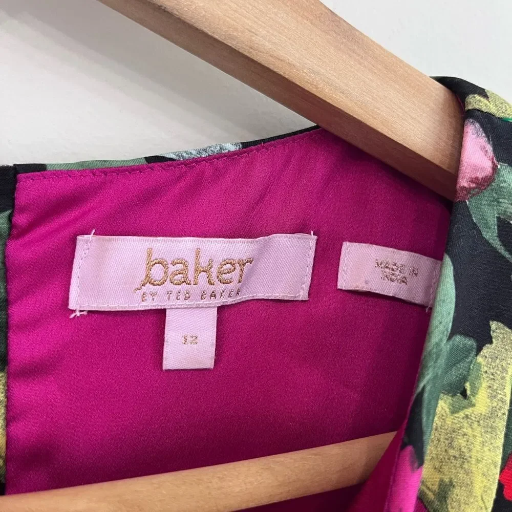Baker Ted Baker Floral Sleeveless Garden Vibrant Colorful Event Party Dress 12